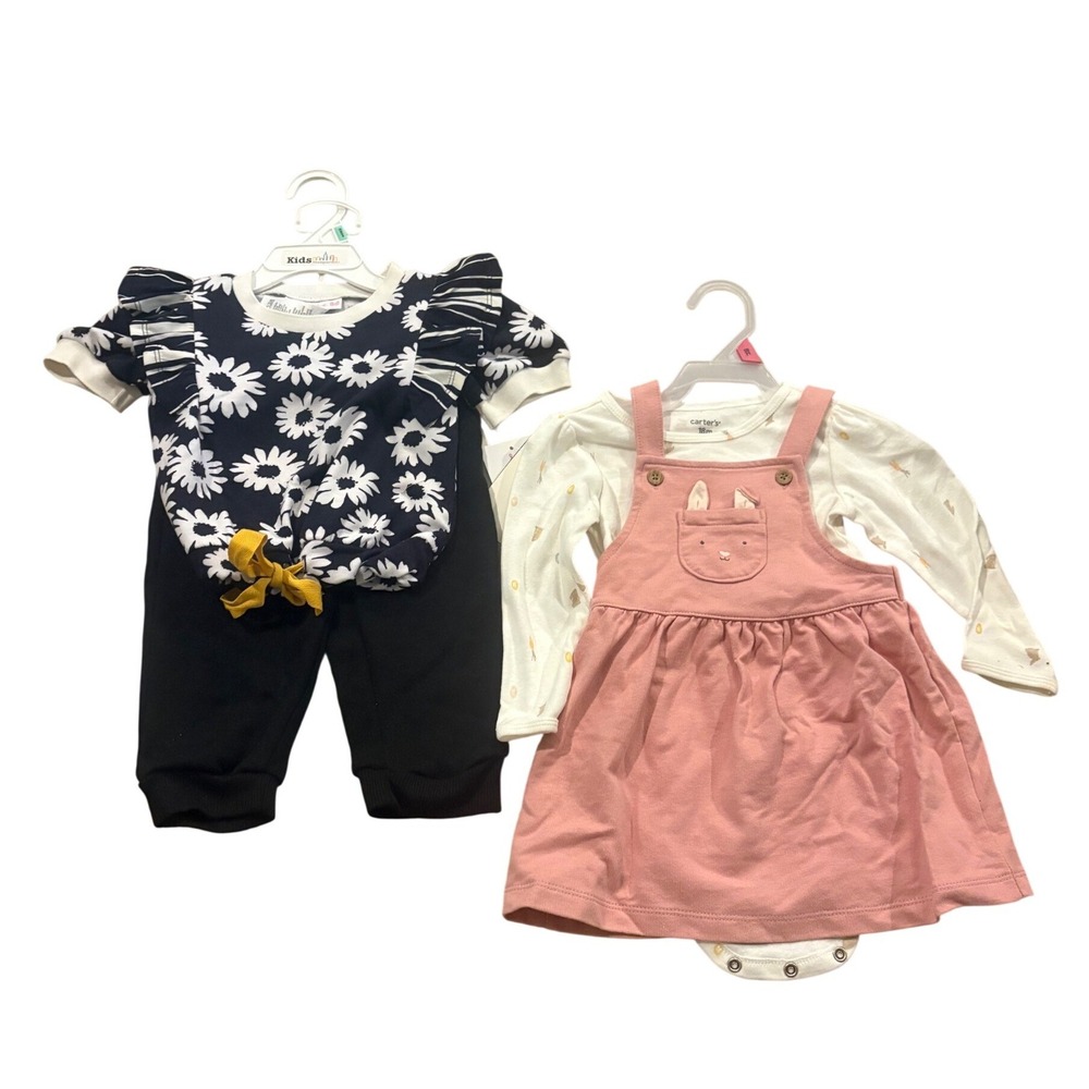 Carters and Bonnie Baby 18M‎ Girls Outfit Bundle Daisy Joggers and Bunny Dress